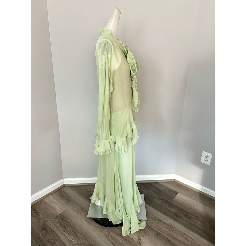 NWT Stella McCartney Tie-neck Ruffled Silk-Crepon Long Sleeve Gown US 2 $3300 - Picture 8 of 10